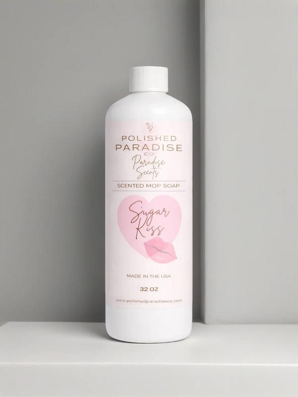Polished Paradise Co. Pink Sugar Kiss Scented Mop Soap 32 Oz Made in USA Premium Valentine's Day Holiday Floor Cleaner for Multiple Floor Types Multipurpose