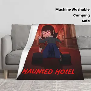 Haunted Hotel Themed  Blanket - Soft Flannel Bedspread with Haunted Hotel Print, All-Season Cozy Bedding for Bed, Sofa, Travel & Camping - Machine Washable Contemporary Bedcover Gift