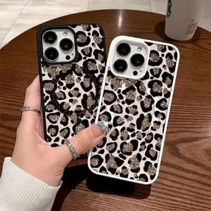Leopard print design, Y2K style. Patterned magnetic MagSafe quick-release protective case, suitable for iPhone 17/16 Pro Max, 15 Pro, 14, 13, 12 Mini, 11, XR, XS Plus, SE, shockproof and anti-slip, ultra-thin silicone transparent acrylic protective case