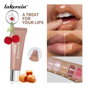 1-pack Lakerain Lip Gloss Butter Lip Balm Charm Silver Chain Cherry Butter Lip Balm Hydrating Lip Gloss