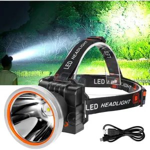 Ultra-Bright LED Headlamp,High Lumen Rechargeable and  Headlight with Adjustable Headband for Night Work and Outdoor Use (-Yellow Light)