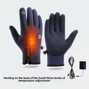 Back of hand usb heating gloves outdoor skiing riding driving commuting work thickened thermal gloves 5V heating touch screen electric heating gloves Hand Cover Hand Protector