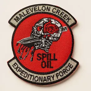 Helldivers 2 Malevelon Creek Patch Spill Oil Expeditionary Force Embroidered Morale Patch Skull Military Style Red Tactical Iron On Sew On Hook Backing 3 Sizes Gamer Gear for Jackets Backpacks Vests Cosplay Embroidery Snake Patterned