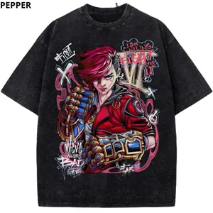 Vi – Arcane Shirt, League of Legends Shirt, Game Shirt, Vintage T-Shirt - Vintage Graphic Tee – Menswear & Womenswear – Streetwear Tops – Casual Cotton Crewneck Shortsleeve T-shirt