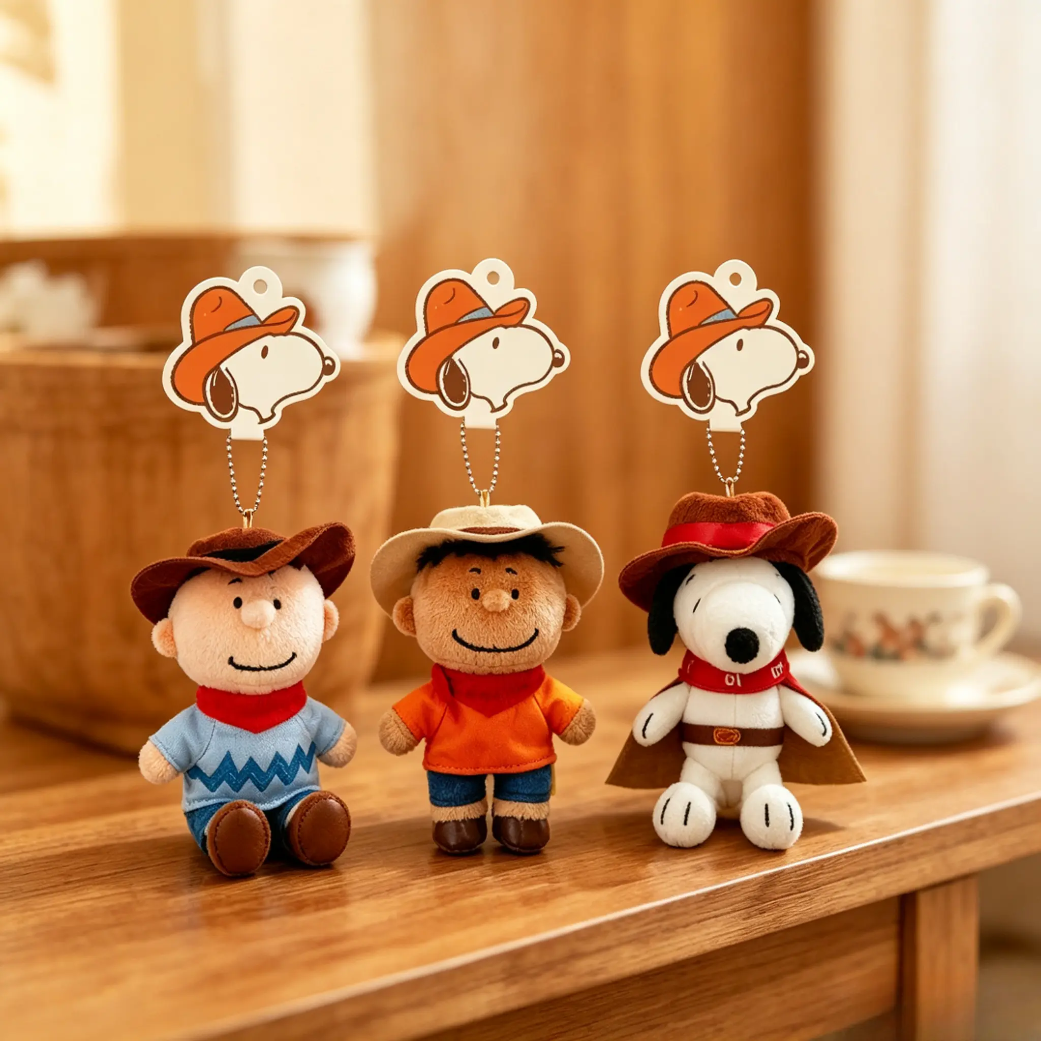 MINISO Snoopy Western Cowboy Series Plush Keychain, Cute Anime Bag Charm,Soft Material,Suitable for Bags,Fun Anime Merchandise and Collectible Gift for Fans #Summervibes