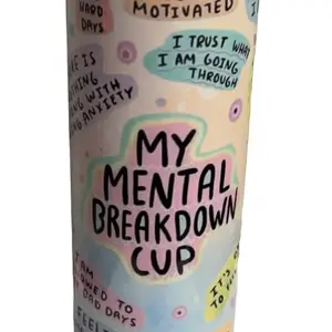 My Mental Breakdown Cup 20 oz Tumbler with Reusable Straw - Portable Bottled Drinkware for On-the-Go Hydration, Lid Included Disposable Mug Washable