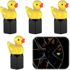 Tire Valve Stem Caps 4-Pack – Cute Duck Glow in the Dark Valve Caps, Universal for Cars, Motorcycles & Bicycles