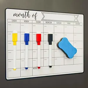 Magnetic Refrigerator Calendar Set, Reusable Kitchen Whiteboard, Magnetic Marker Pen, Blackboard Eraser, Monthly Weekly Planner, Weekly Fridge Calendar, Calendars Planners