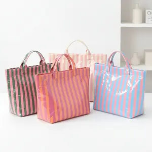 Trendy Striped Jelly Bag, Fashion Summer Beach Tote Purse, Stylish and Lightweight, Perfect for Casual, Ideal for Daily Use