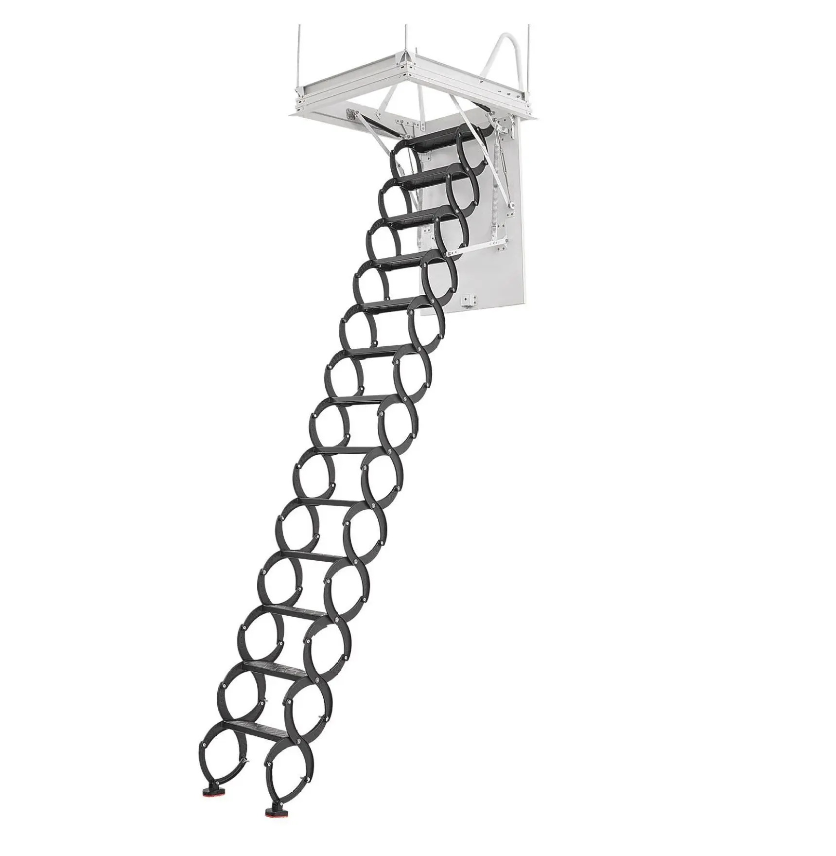 Attic Ladder 660LBS Capacity - Alloy Steel Pull Down Stair, 10.5-11ft Height, 39.4x27.5in Opening - VEVOR Retractable Loft Ladder 660 lbs 10.6 ft