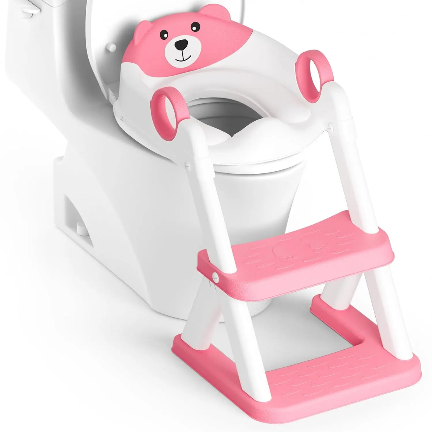 Potty Training Seat, Upgrade Toddler Toilet Seat for Kids Boys Girls, 2 in 1 Potty Training Toilet, Splash Guard Anti-Slip Pad Step Stool(Bright Pink)