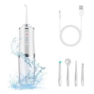Smart Professional Water Flosser Cordless - 3 Modes & 4 Jet Tips for Deep Cleaning, Plaque & Tonsil Stone Removal, USB Rechargeable Oral Irrigator with Detachable Tank for Sensitive Teeth & Travel (4-Pack, White)