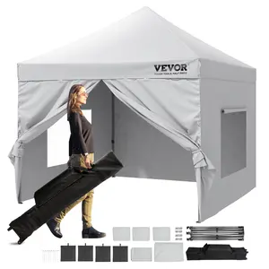 【Father's Day】VEVOR 10x10 FT Pop up Canopy with Removable Sidewalls, Instant Canopies Portable Gazebo & Wheeled Bag, UV Resistant Waterproof, Enclosed Canopy Tent for Outdoor Events, Patio, Backyard, Party, Camping