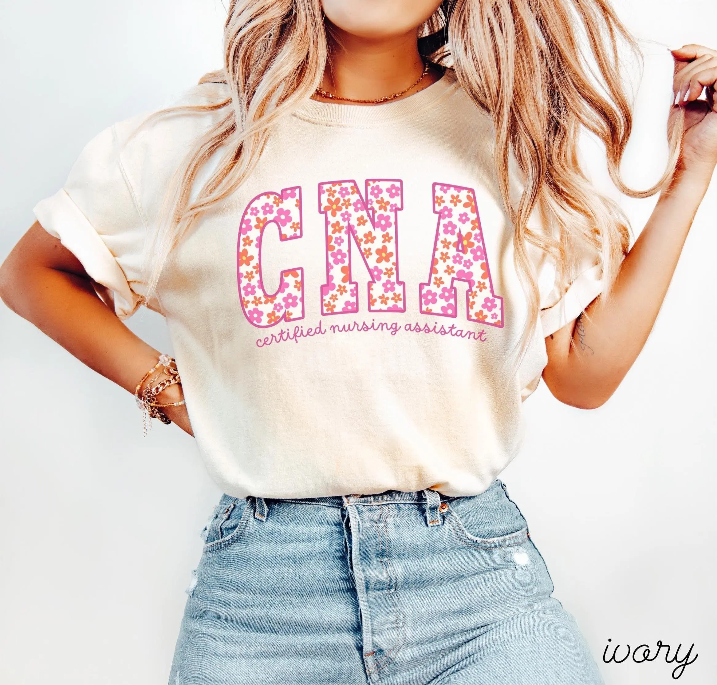 CNA Floral Shirt Certified Nursing Assistant Work Gift Nurse Aid Flower Tees, CNA Gifts