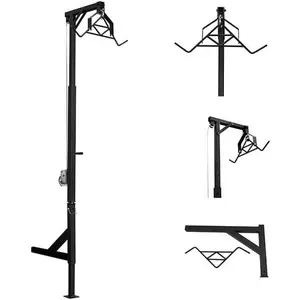 Hitch Mounted Deer Hoist, 600lbs Load Height Adjustable Hanging Game Hoists Truck Hitch Game Hoist with 360-Degree Swivel Shaft for Outdoor Hunting Activities Lifting Generators Mowers