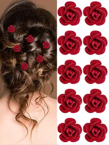 Mother's Day Gift Women's Elegant Rose Flower Design Hair Clips, Hair Clip Set, Hairpins As Gift, Fashionable Hair Accessories for Women & Girls, Minimalist Headwear Suitable for Thick, Hair Decor