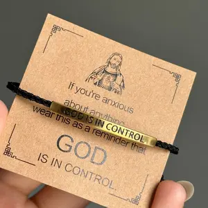 Inspire Engraved Bracelet - "GOD IS IN CONTROL"/"DIOS TIENE EL CONTROL", Premium Artistic Engraving, Stainless Steel & 18k Gold Plated, 10in Adjustable, Hypoallergenic, Meaningful Fashion Jewelry for Summ charm er Vibes unique daily wear gift