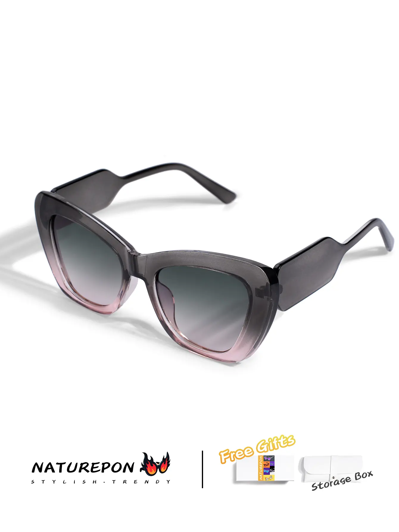 Gradient Cat Eye Sunglasses UV400 Polarized | Pink Gray Soft 