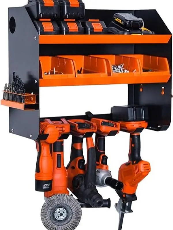 Wallmaster Power Tool Organizer, Garage 5 Drill Storage Rack Heavy Duty ...