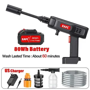 US Plug 60Bar WirelessHigh Pressure Watering the Garden Cleaning Water Gun 21V Lithium Battery Foam Generator Yard Cleaning for Home and Car