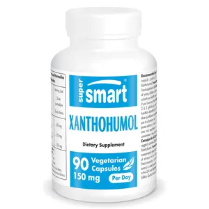 SuperSmart - Xanthohumol Supplement 150mg per Day (Hops Flower Extract) | Non-GMO & Gluten Free - 90 Vegetarian Capsules