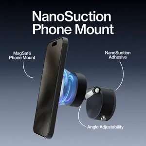 STATIK HyperMount: Phone Mount | NanoSuction MagSafe | 360 Degree Adjustable | Holds Up to 66lbs | Flat and Smooth Surfaces | Never Blocks Air Vents | iPhone 12 and Newer & Android