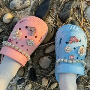 USOQ Bag Charms For Women Shoes Charms For Croc Charm Set Pink Bow Tie Cave Shoe Buckle DIY Accessories  Button Footwear Soft Rhinestone Bling Wedge Sandal Strap Slippers classic Decor Bedroom