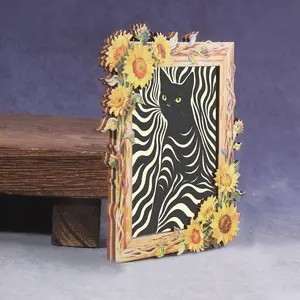 Zebra Cat Sunflower Refrigerator Magnet, Cute and Modern Design, Unique Small Frame Sticker, Decorative Fridge Decoration