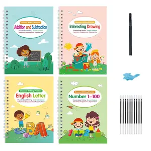 Magic Grooved Practice Copybook, Reusable Handwriting Workbooks for Kids Ages 3-8, Includes Pens, Tracing Letters, Numbers, Drawing, Writing Practice Set