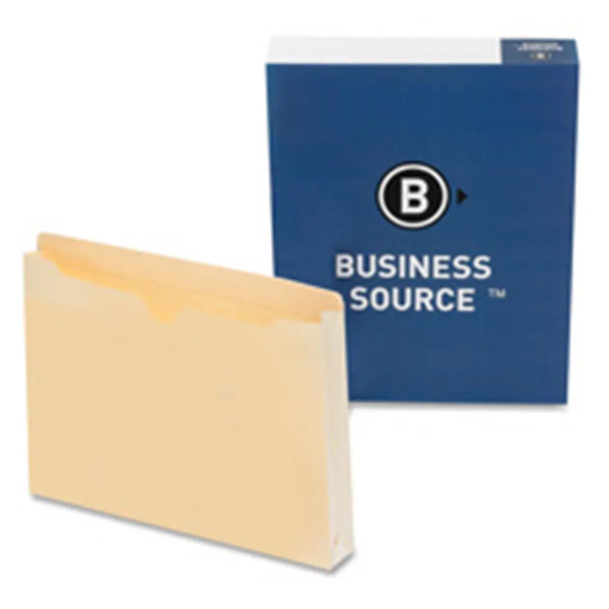 Business Source BSN65802 Manila Paper File Pocket, Legal Size, Straight-Cut Reinforced Tabs, 1.50in Full Gusset Expansion, Thumb-Cut Design