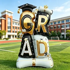 61 Inch Super Large Grad Letter Balloon, Graduation Balloons, Graduation Hat, Scroll, Stars, Book Print, Perfect for Graduation Party, Classroom Decor