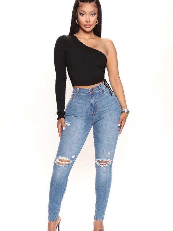 Our Favorite High Rise Skinny Jeans - Medium Blue Wash, Petite 27" Inseam, Regular 29" Inseam & Tall 34" Inseam, Compression Stretch Fabric, Faux & Functional Pockets