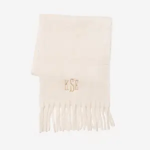ML MARLEYLILLY Monogrammed Oversized Scarf - Soft Woven Polyester with 8 Inch Fringe for Chilly Days
