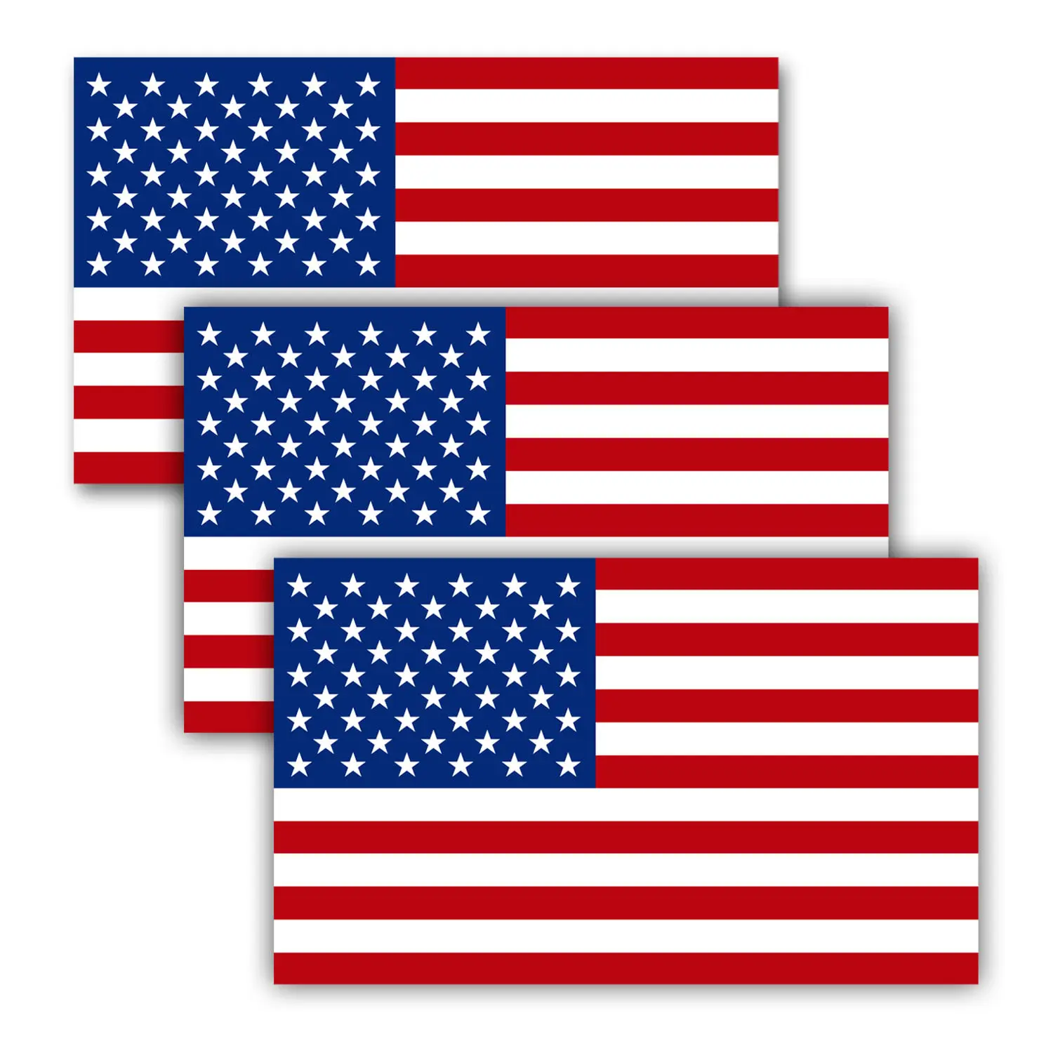 American Flag Decals 3-Pack, 5x3 Inch Reflective Graphic Stickers, Waterproof Adhesive for Car Windows, Trucks & Outdoor Use, Car Decals