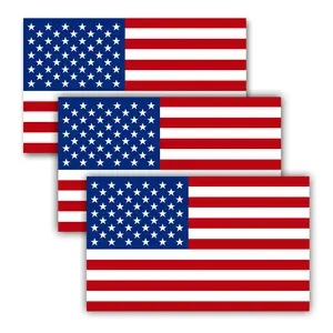 5x3-inch 3-Pack U.S. Flag Stickers Reflective Waterproof Adhesive Car Decals Sports Tape for Outdoor Use and Safety