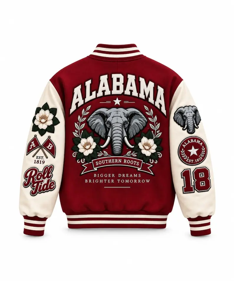 Alabama Varsity Jacket Print Letterman Jacket Sleeves Men's Gift Alabama Varsity Jacket Print Letterman Jacket Sleeves Men's Gift