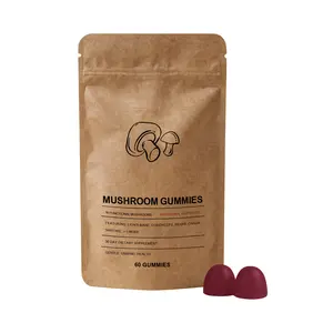 Mushroom Gummies with Vitamin C, B6, Cordyceps & Reishi Extract, Promote Digestive Health, Support Mental Clarity, Cognitive Function & Immune System