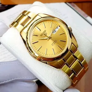 Brand New Seiko 5 All Gold Automatic stainless steel Watch men's s classic Watch SNKL48K1