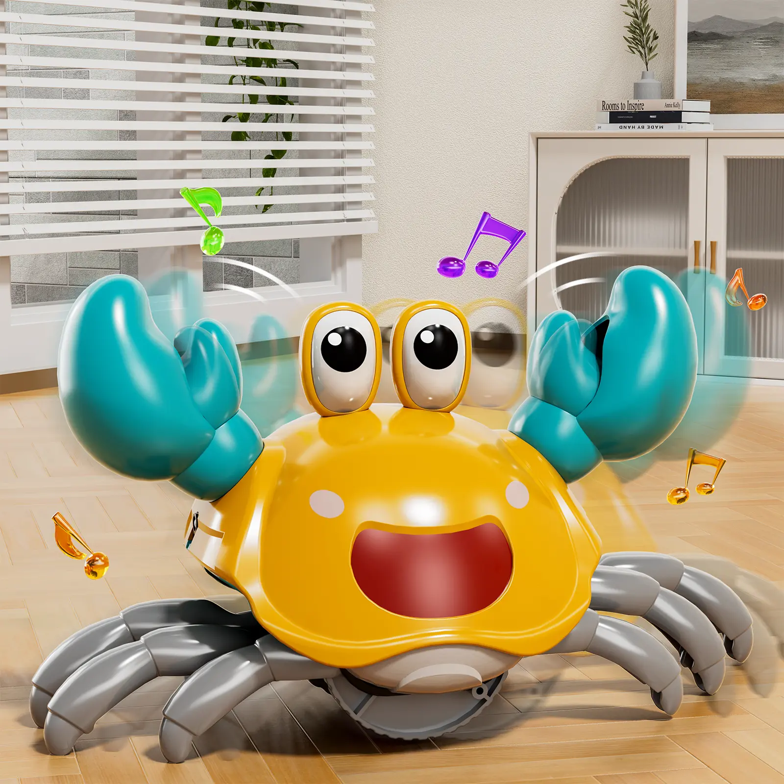 Sensory Fun Moving Crab Toy with Sound and light for Kids, Birthday Gifts for Boys Girls,Interactive Musical Crawling Crab Toy with LED Light Up Electronic Sensing Technology & Music for Kids, Crawling Crab Toy, Walking and Dancing Crab Toy