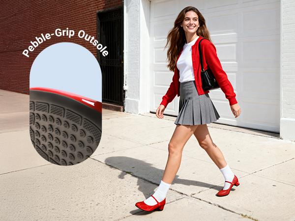 Dream Pairs Women's Mary Janes, Chunky Low Block Heel Pumps with a Closed Round Toe, Comfortable Walking Shoes for Work, Women's Shoes, Cute Pumps, Thick Bottom Shoes, Casual Work