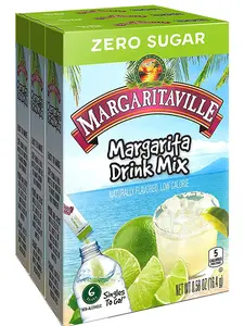 Margaritaville Singles To Go Water Drink Mix - Margarita Flavored, Non-Alcoholic Powder Sticks (3 Boxes with 6 Packets Each - 18 Total Servings)