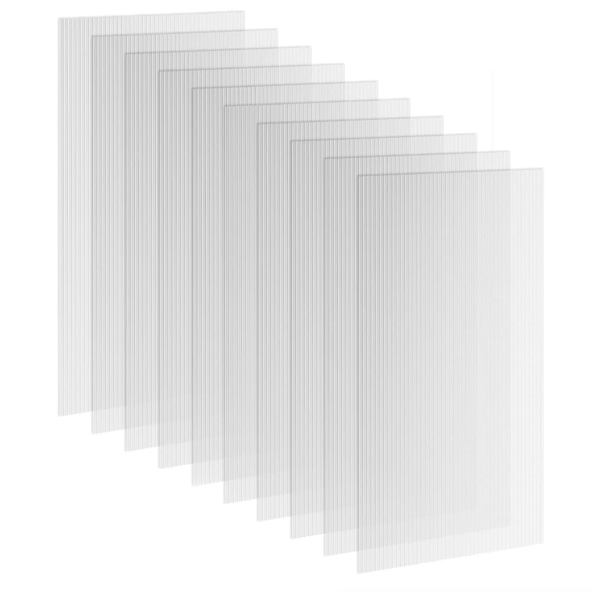 Polycarbonate Greenhouse Panels UV Protected Twin-Wall Polycarbonate Sheet 47.2" x 23.6" 10 Pack Clear High Light Transmission PC Sheet Easy To Cut For Custom Farm Or DIY Projects