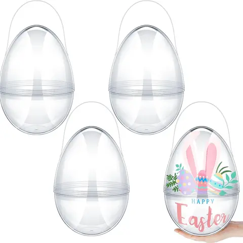 4/8 Pcs Fillable Separable 10-in Jumbo Easter Plastic Baskets with Handles, Festive Supplies for Egg Hunt, Students & Office Gatherings, Egg Basket