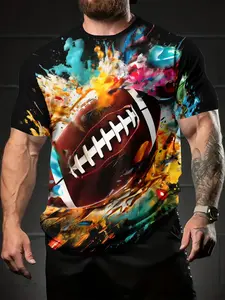 American Retro Short Sleeve Top, 3D Casual Shirt, Breathable Fabric, Comfortable Fitness Wear, Cool and Soft