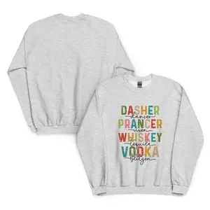 Women’s Funny Christmas Reindeer Sweatshirt – Holiday Crewneck with Alcoholic Drink Design, Festive & Cozy Christmas Outfit, Perfect Holiday Gif