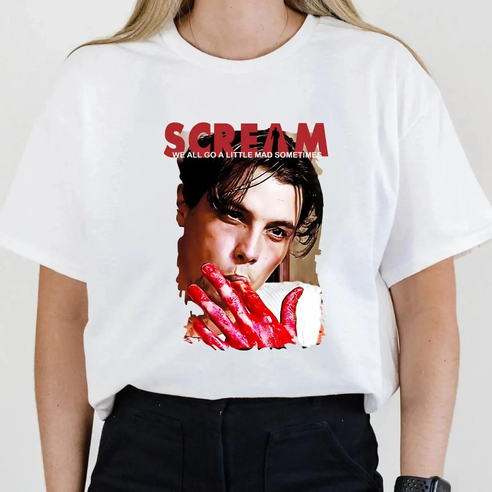 Scream Movie Shirt, We All Go A Little Mad Billy Loomis, Scream 90s Horror Movie Shirt, Fan Gifts,Short-Sleeve T-Shirt