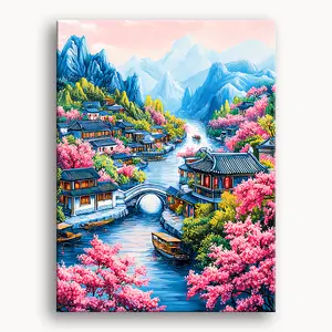 River Reverie DIY Paint By Numbers Kit-Framed & Unframed (Easy painting for All Ages) Gift Box Brushes