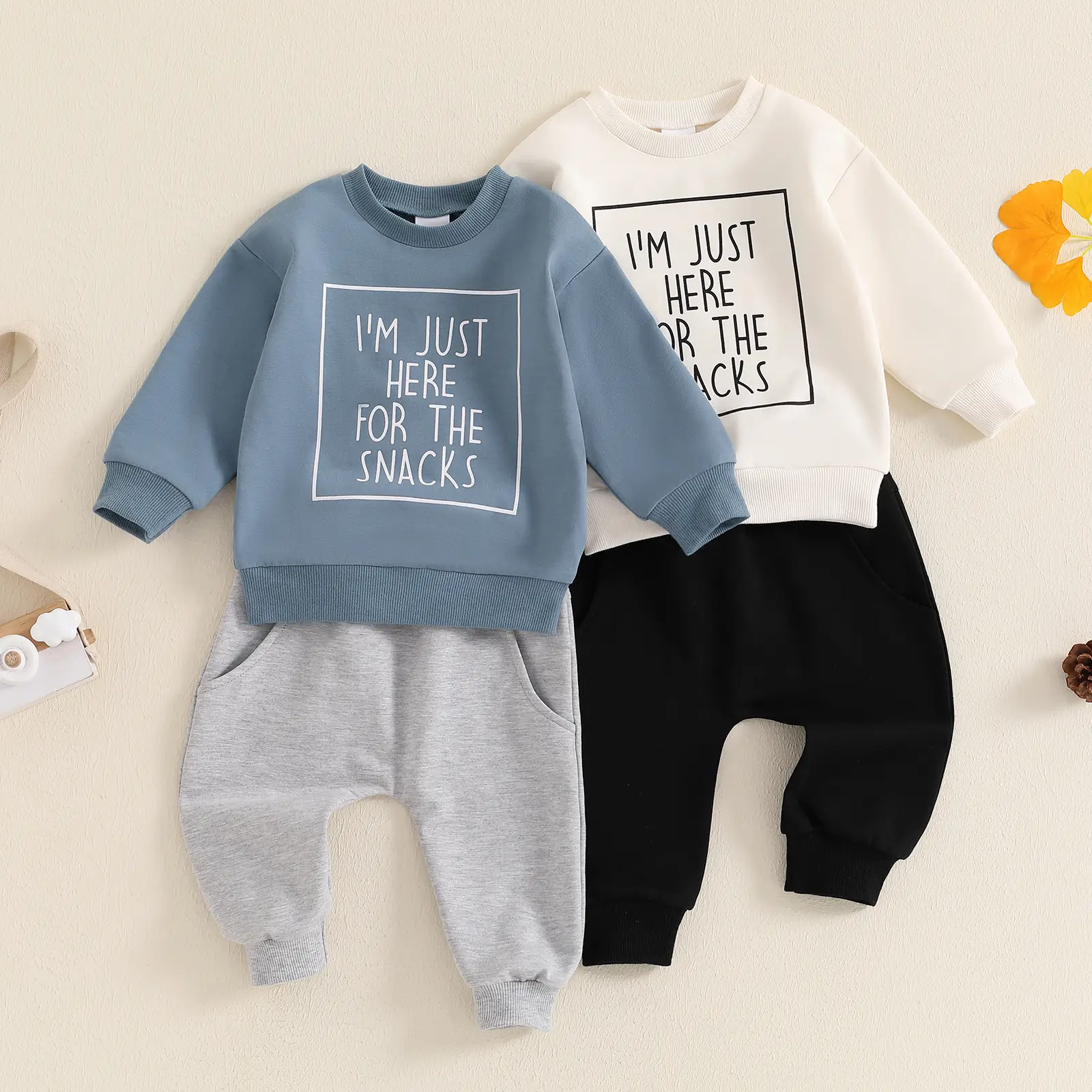 Toddler Boys Fall Winter Clothes Outfits Letter Print Long Sleeve Sweatshirts and Long Pants 2Pcs Clothes Set