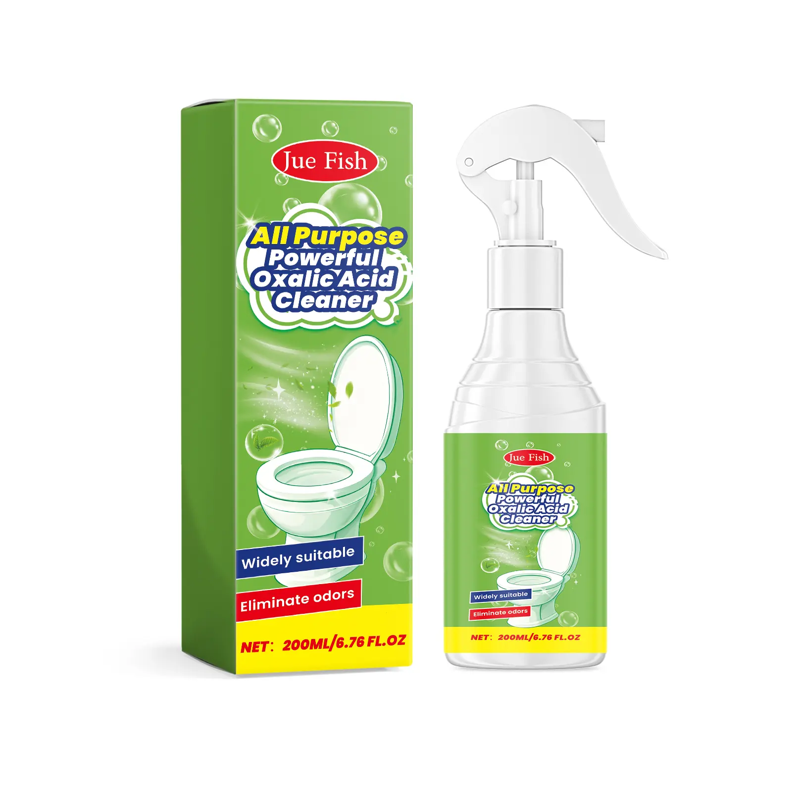 Jue Fish 200ML Oxalic Acid Multifunctional Cleaner Spray Bottle, Household Stain & Odor Remover, Deep Cleaner for Bathroom & Kitchen Grease, Cleaning Products for Daily Cleanliness