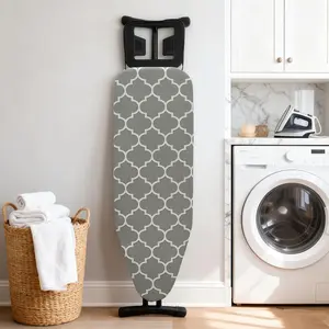 Ironing Board Cover and Pad, Sewn-in Thick Feltpads, Elastic Edge, 15"x48" Scorch & Stain-Resistant Replacement Cover, Fits Standard Ironing Boards, Durable & Easy to Install